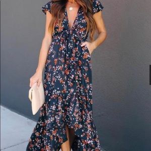 Vici Dolls Pocketed tie maxi dress